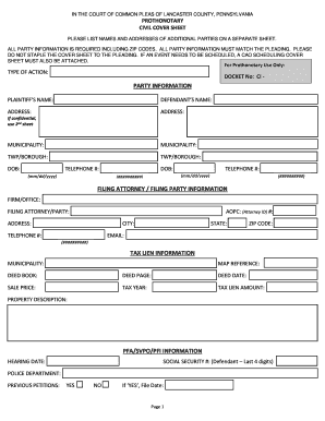 Civil Cover Sheet