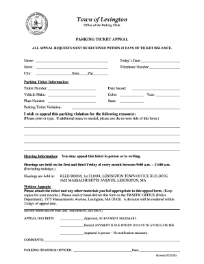 Parking Ticket Appeal Form
