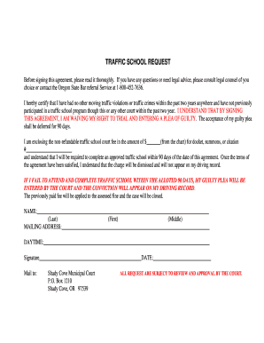 Oregon Traffic School Request Form