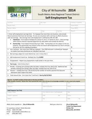 Oregon Self-Employment Transit Tax Form