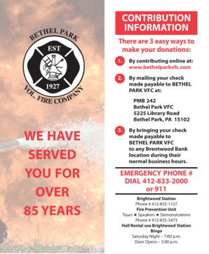 Bethel Park Volunteer Fire Company Donation Form