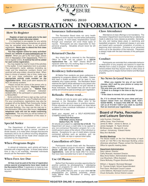 Bethel Park Recreation Registration Form