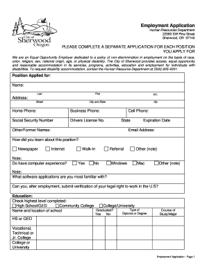 Employment Application Form