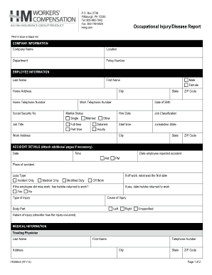 Occupational Injury/Disease Report