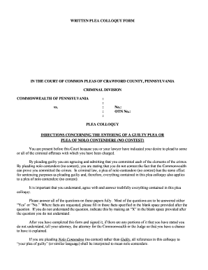 Plea Colloquy Form