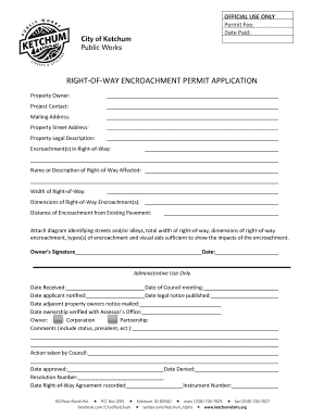 Right-of-Way Encroachment Permit Application