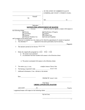 Motion for Appointment of Master