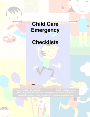 Child Care Emergency Plan Checklist