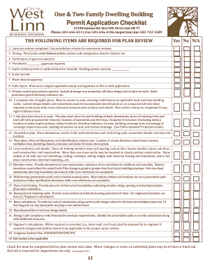 One & Two-Family Dwelling Building Permit Application Checklist
