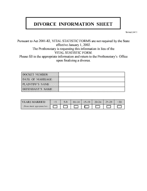 Divorce Information Sheet
