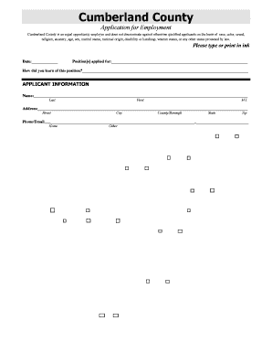 Cumberland County Application for Employment