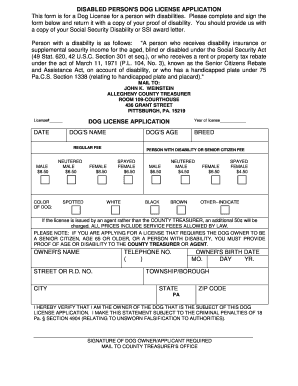 Disabled Person's Dog License Application