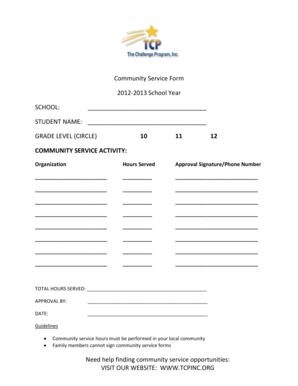 Community Service Form