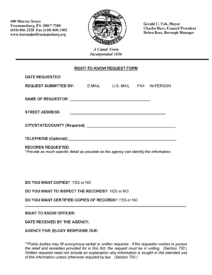 Pennsylvania Right-to-Know Request Form
