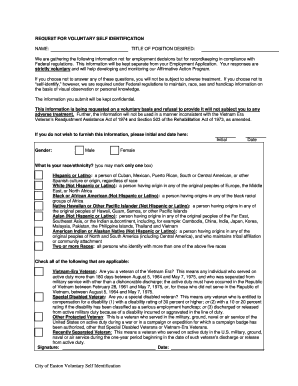 Voluntary Self Identification Form