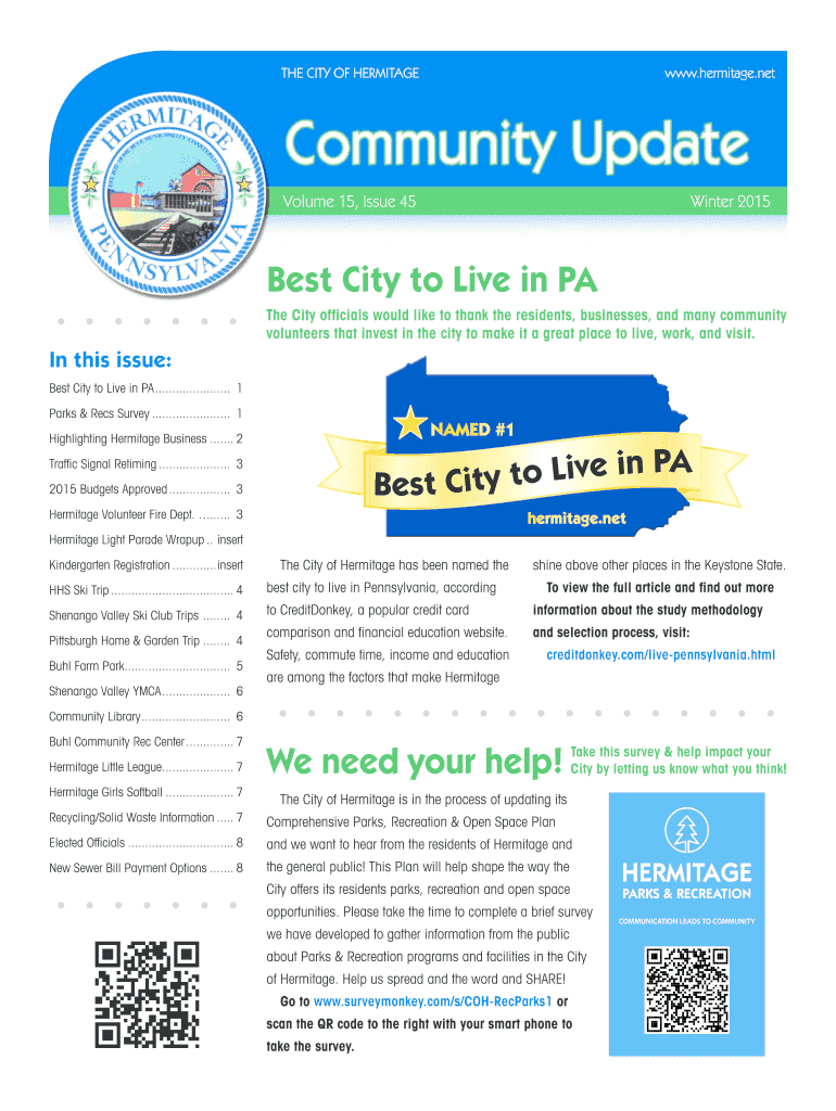 Fillable Online hermitage Best City to Live in PA City of Hermitage