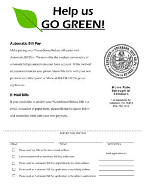 Automatic Bill Pay Authorization Agreement