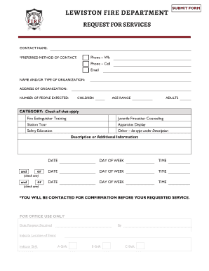Fire Safety Service Request Form