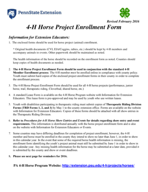 4-H Horse Project Enrollment Form