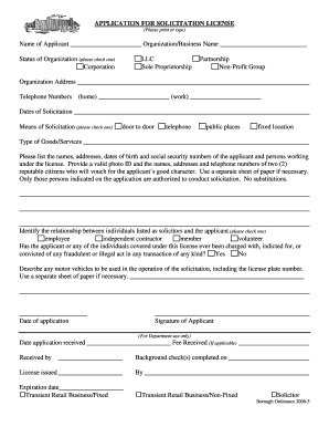 Solicitation License Application