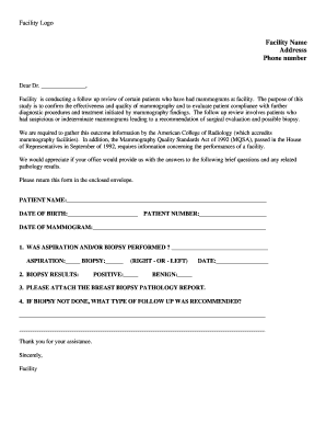 Mammography Follow-Up Review Form