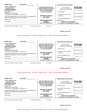 Local Service Tax Personal Return Form LST-3