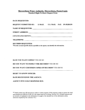Pennsylvania Right-To-Know Request Form