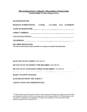 Pennsylvania Right-To-Know Request Form