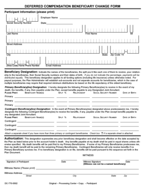 Deferred Compensation Beneficiary Change Form