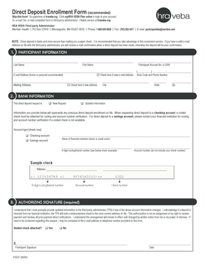 HRA VEBA Direct Deposit Enrollment Form