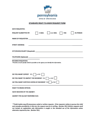 Pennsylvania Right-to-Know Request Form