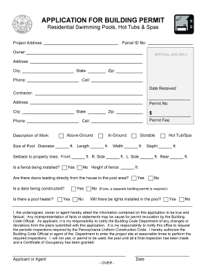 Building Permit Application for Swimming Pools