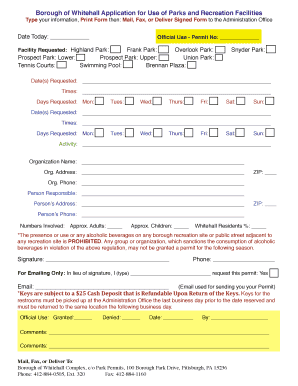 Park Permit Application Form