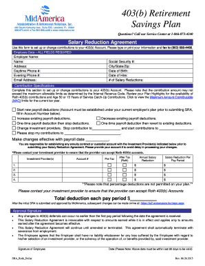 403(b) Salary Reduction Agreement
