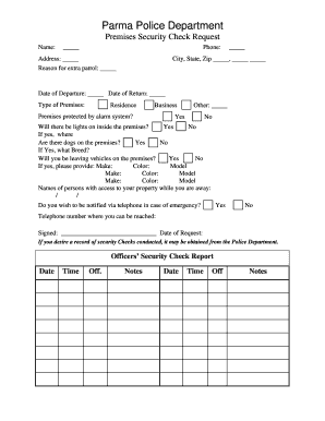 Premises Security Check Request