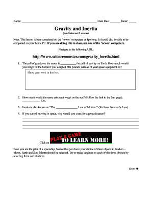 Gravity and Inertia Science Lesson