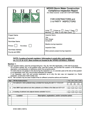 NPDES Storm Water Construction Compliance Inspection Report