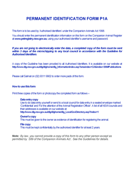 NSW Permanent Identification Form P1A