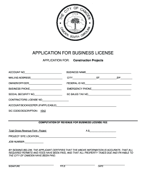 Application for Business License
