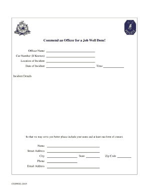 Commendation for Officer
