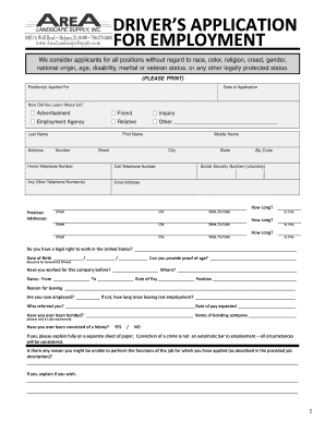 Driver Application for Employment