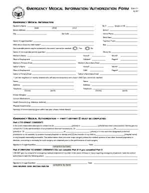 Emergency Medical Information Authorization Form