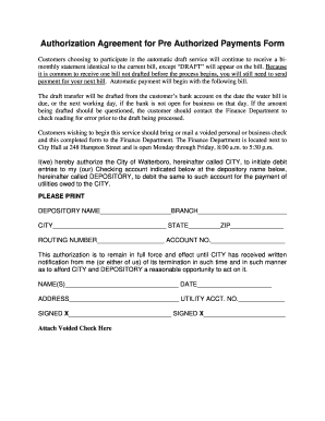 Authorization Agreement for Pre Authorized Payments