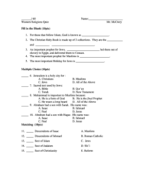 Western Religions Quiz