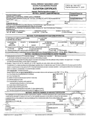 Federal Emergency Management Agency Elevation Certificate