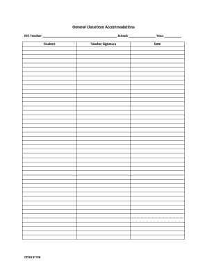 General Classroom Accommodations Form