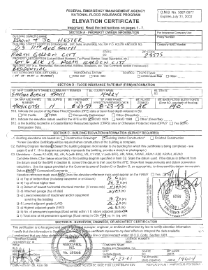 Federal Emergency Management Agency Elevation Certificate