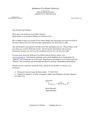 Jefferson City Public Schools Enrollment Form