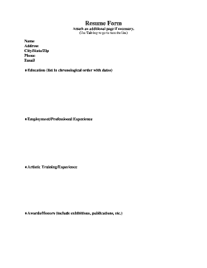 Resume Form
