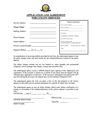 Utility Services Application and Agreement